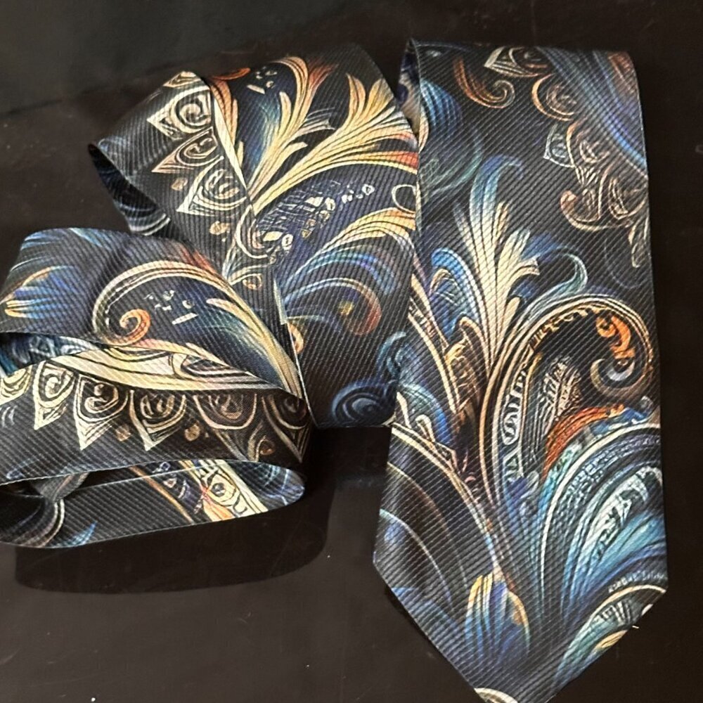 Black Paisley Menswear Necktie Tie Neckwear Baroque Couture Formal Office  Party